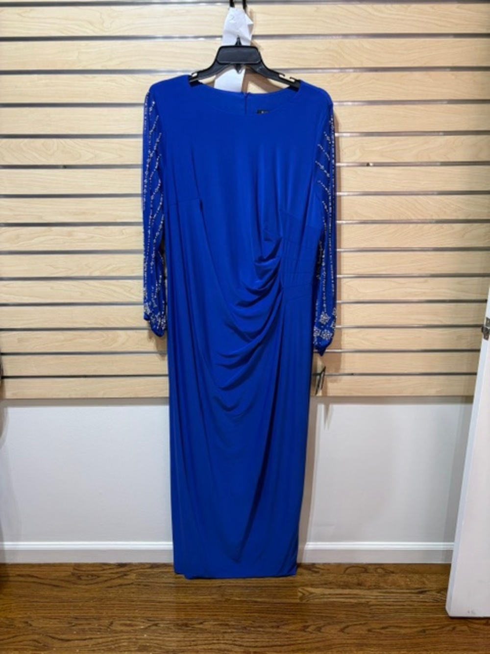 MARINA Cobalt Blue Beaded Sleeve Maxi Dress